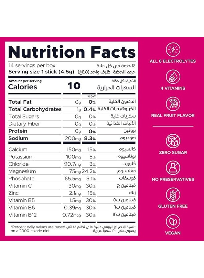 Oneshot Electrolytes & Vitamin Drink Hydrate Rumman Twist, 14 Sachets - Image 2